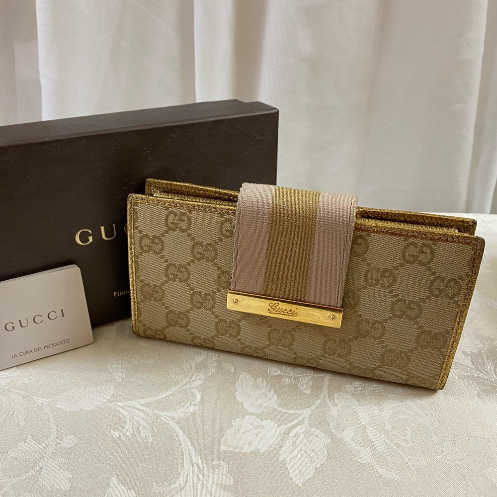 🆕 Gucci Gold Ribbons long wallet, in Box